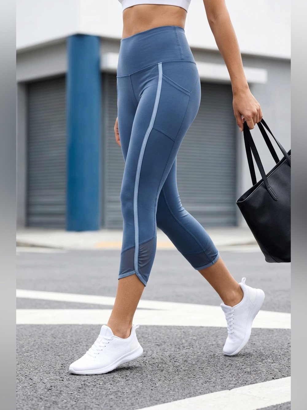 Athleta High-Waist Blue Performance Capri Leggings